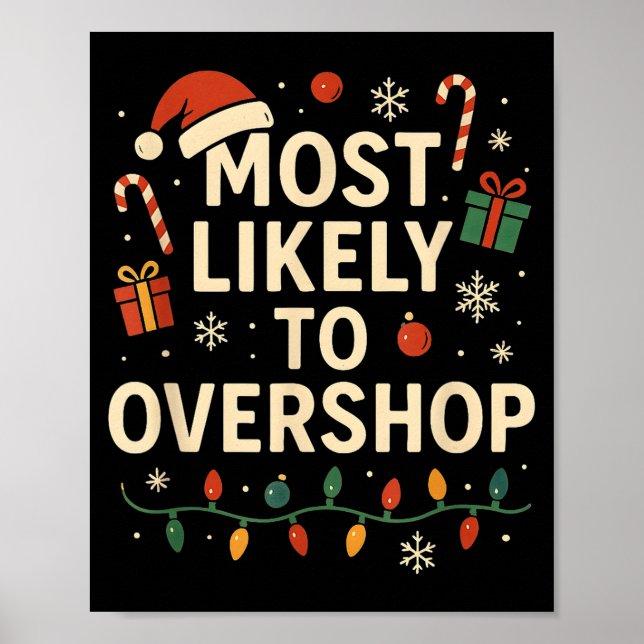 Poster Funny Most Likely To Overshop Family Christmas  (Devant)