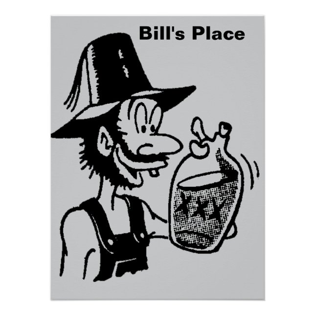 Poster Funny Mountain Man 🏔️ Comical Hillbilly Nom (Devant)