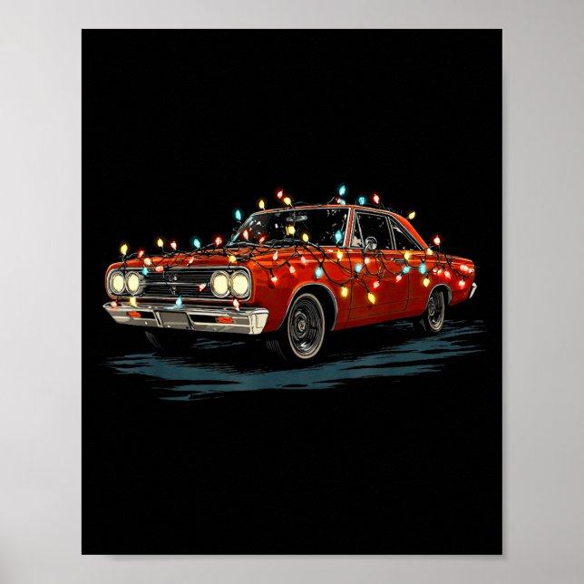 Poster Funny Muscle Car Christmas Graphics Lights Lover  (Devant)