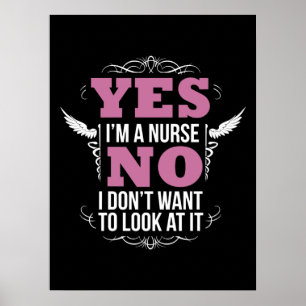 Poster Funny Naughty Nurse Infirmière Hilarious avec une