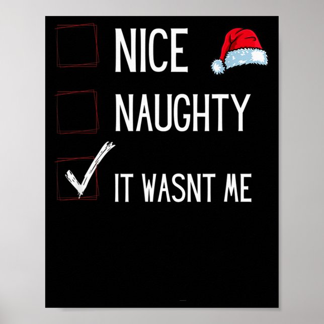 Poster Funny Naughty Or Nice Christmas List Santa Claus E (Devant)