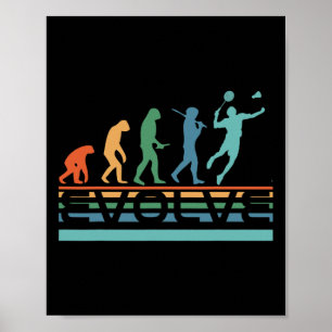 Poster Funny Nerdy Evolve Dminton Player Evolution Sports