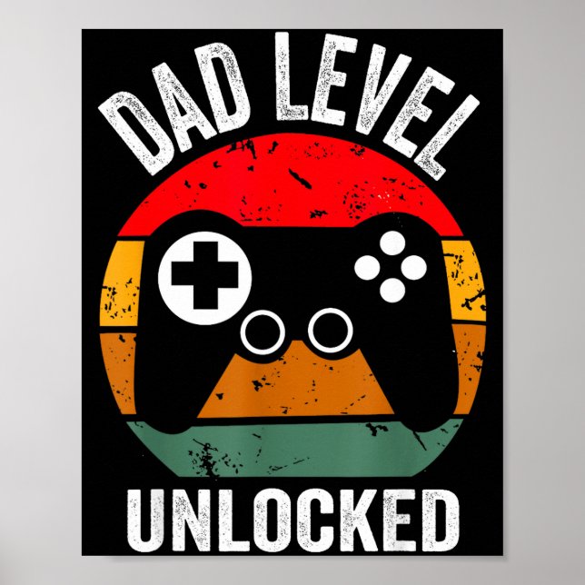 Poster Funny New Dad Shirt Dad Level Unlocked Tee Shirt G (Devant)
