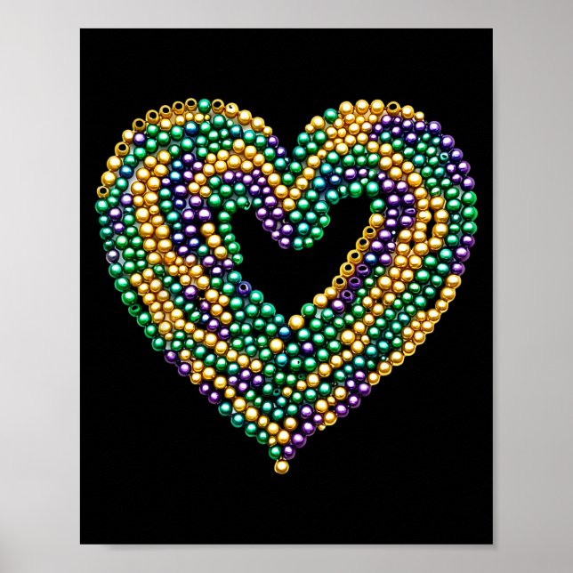 Poster Funny New Orleans Beads Heart We Stand Nola Strong (Devant)