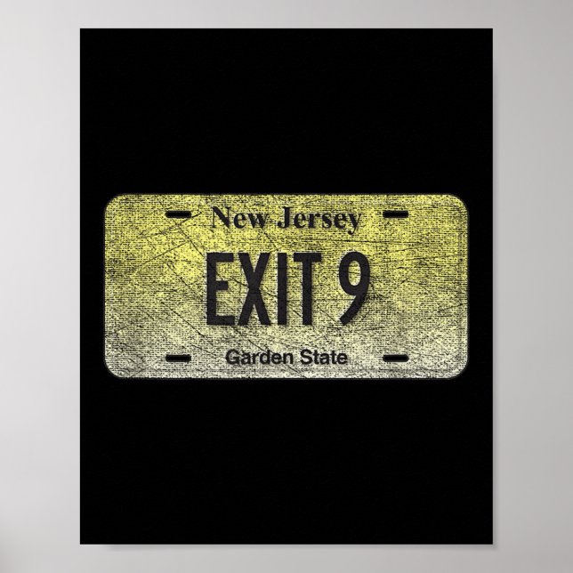 Poster Funny Nj State Vanity License Plate Exit 9  (Devant)
