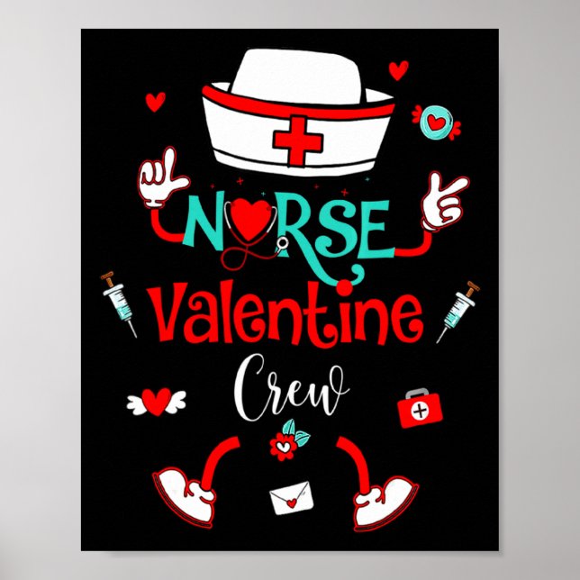 Poster Funny Nurse Valentines Day Nurse Crew Family Group (Devant)