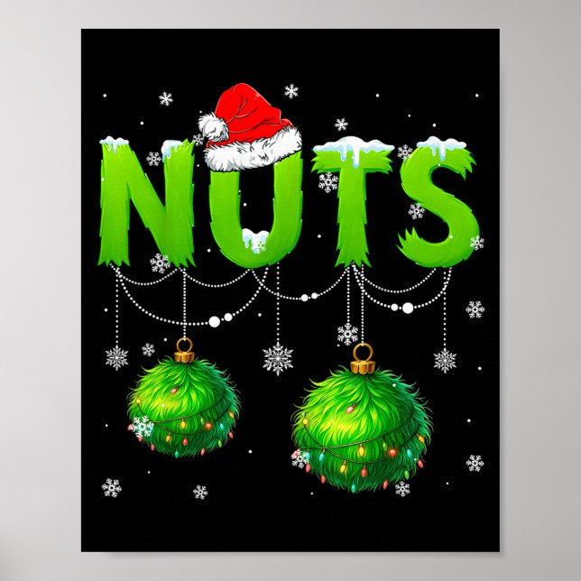 Poster Funny Nuts Santa Hat Christmas Xmas Men Women  (Devant)
