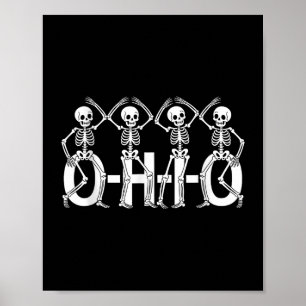 Poster Funny O-h-i-o State Skeleton Ohio Halloween Vintag