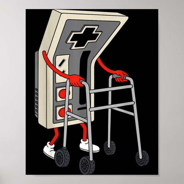 Poster Funny Old Gamer Gaming Retro 80s 90s Video Game Ol (Devant)