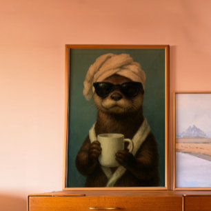 Poster Funny Otter Coffee Art Spa Jour Amoureux des anima