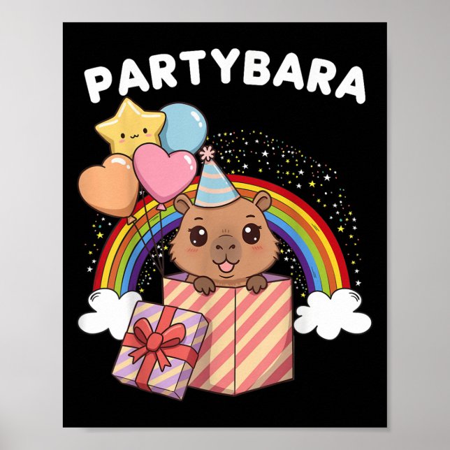 Poster Funny Partybara Capybara Joyeux Enfants d'Annivers (Devant)