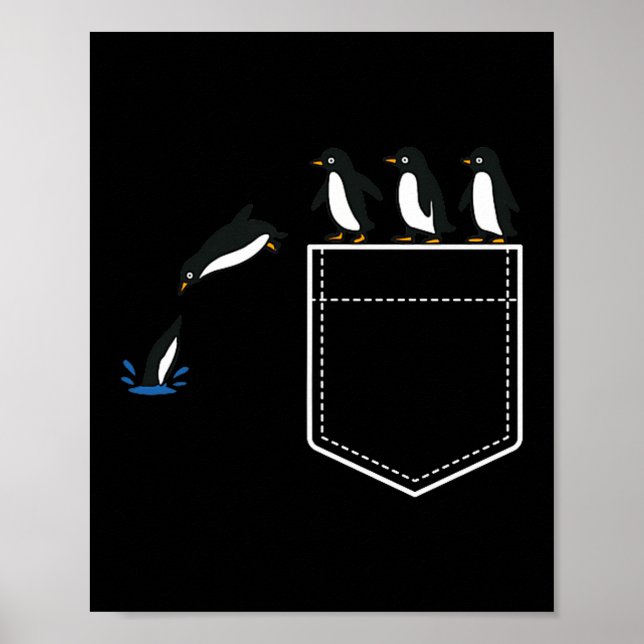 Poster Funny Penguin Cket Cute Diving Penguin Animal Love (Devant)