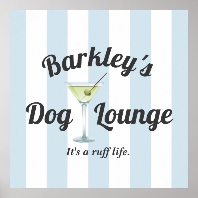 Poster Funny Personnalisé Blue Stripe Dog Lounge (Devant)