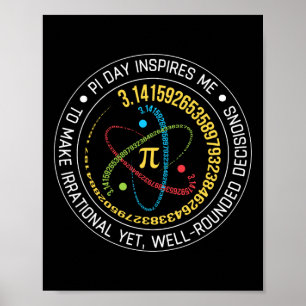 Poster Funny Pi Day m'inspire Enseignant Vintage Spiral P