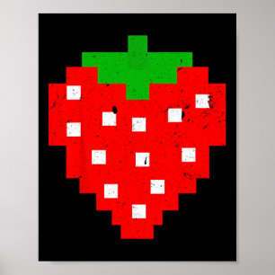Poster Funny Pixel Strawberry 80s Video Game Costume