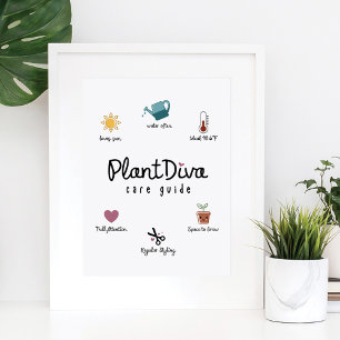 Poster Funny Plant Diva Care Guide Plant Lovers Growing