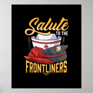 Poster Funny Police Pompier Frontliner Infirmière Cadeaux
