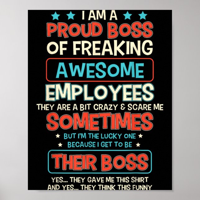Poster Funny Proud Boss Employee Appreciation Office Men  (Devant)