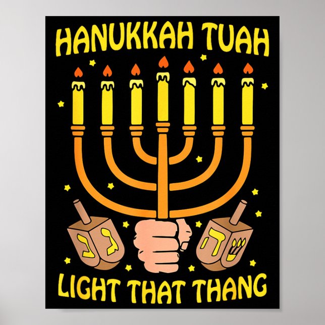 Poster Funny Quote Hanukkah Tuah Light That Thang Design  (Devant)