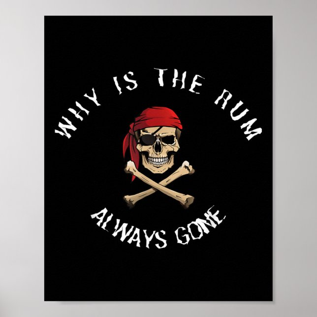 Poster Funny Rate Quote - Why Is The Rum Always Gone_ , S (Devant)