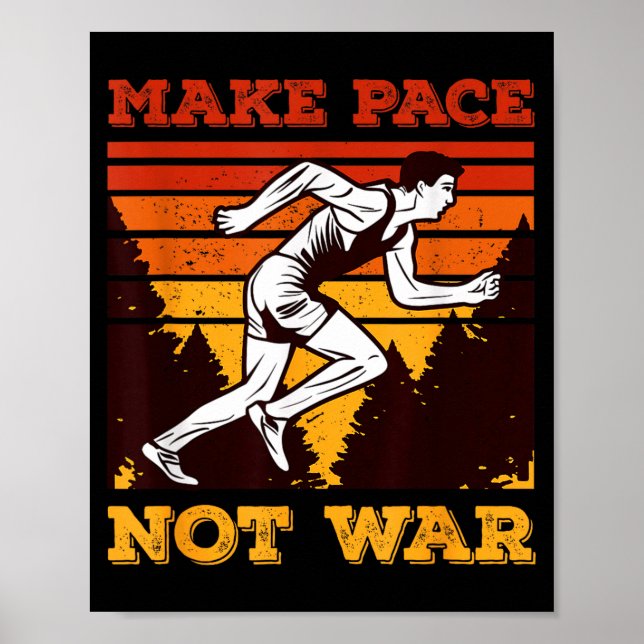 Poster Funny Retro Runner Running Quote Gift - Make Pace  (Devant)