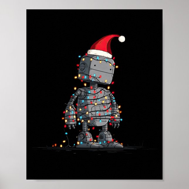Poster Funny Robot Christmas Graphics Lights Lover Long S (Devant)