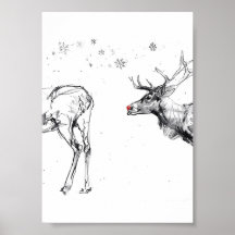 Funny Rudolf Reindeer Noël Amour