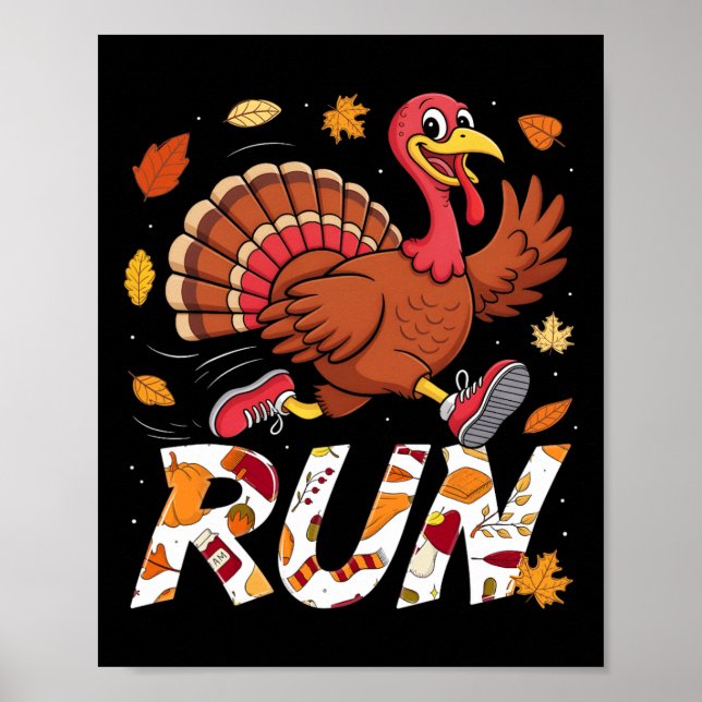 Poster Funny Run Running 5k Race Turkey Trot Thanksgiving (Devant)