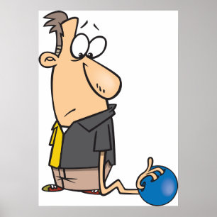 Poster Funny Sad Bowler caractère avec Bowling Ball