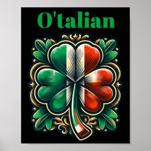 Poster Funny Saint Patricks Day Irlandais Italien O'talia