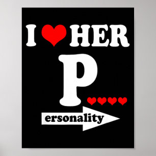 Poster Funny Saint-Valentin Couple Assorti J'aime Elle Je