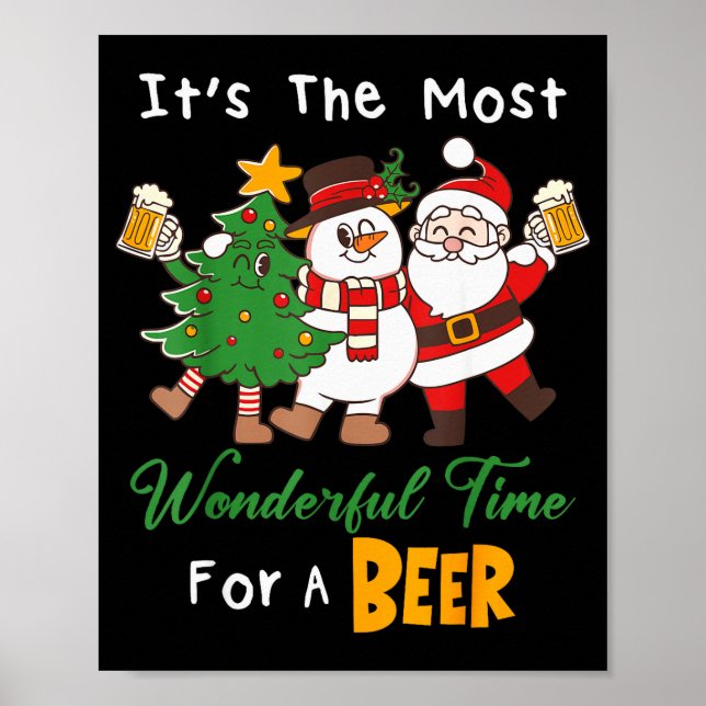 Poster Funny Santa Beer Christmas Drinking Most Wonderful (Devant)
