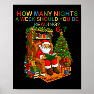 Poster Funny Santa lisant 67 Meme Tee Noël Enseignant