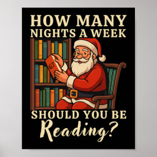 Poster Funny Santa lisant 67 Meme Tee Noël Enseignant 