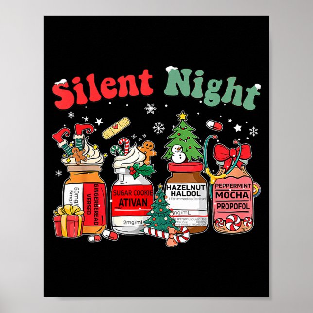 Poster Funny Santa Profol Silent Night Icu Nurses Merry C (Devant)