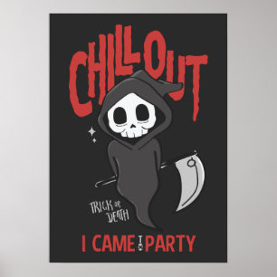 Poster Funny Sarcastique GrimReaper Halloween Party