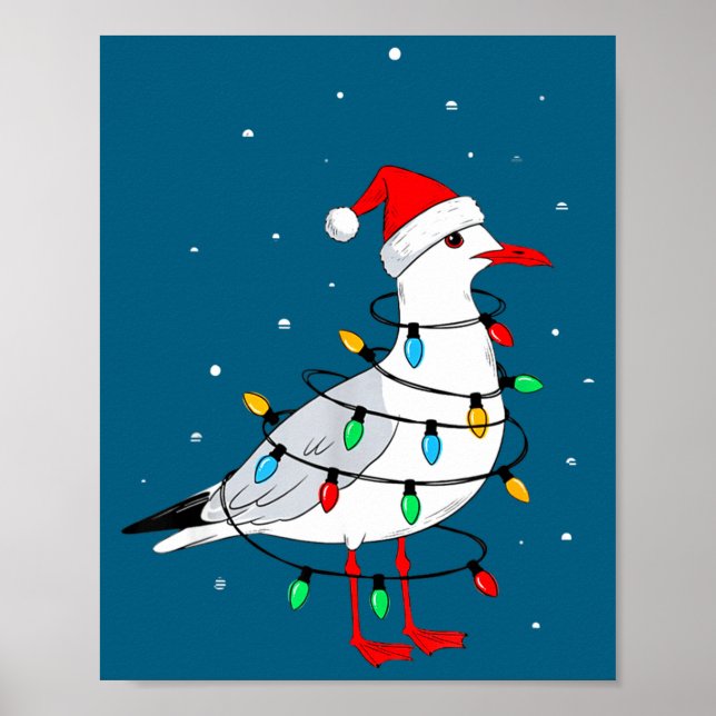 Poster Funny Seagull Bird Christmas Animal Lover  (Devant)