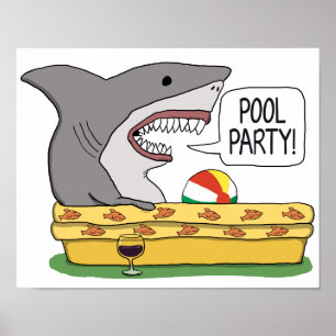Poster Funny Shark Ready for Pool Party