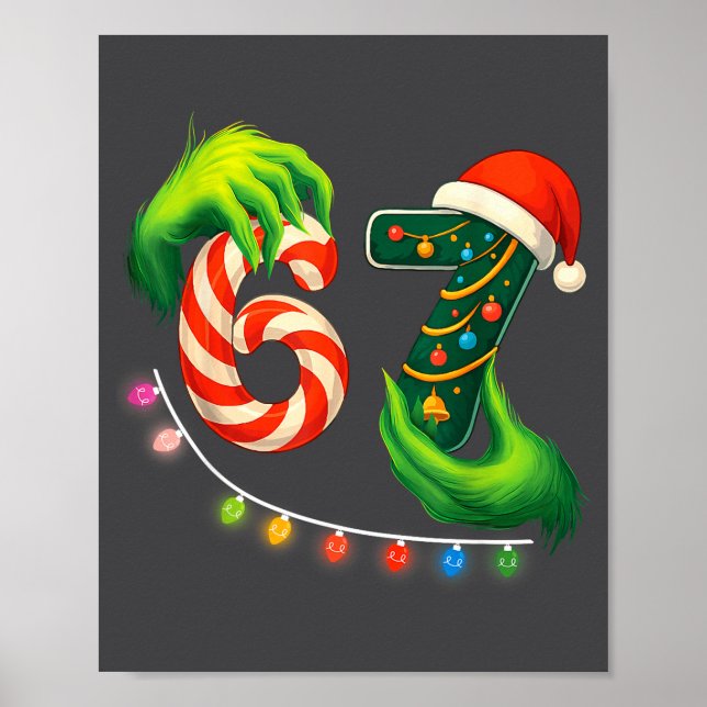 Poster Funny Six Seven 67 Meme Santa Christmas Brainrot P (Devant)