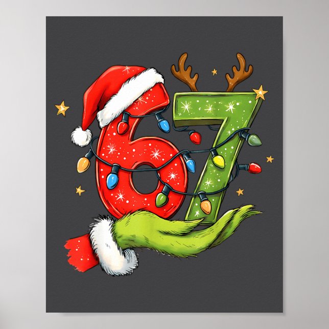 Poster Funny Six Seven 67 Meme Santa Christmas Brainrot P (Devant)