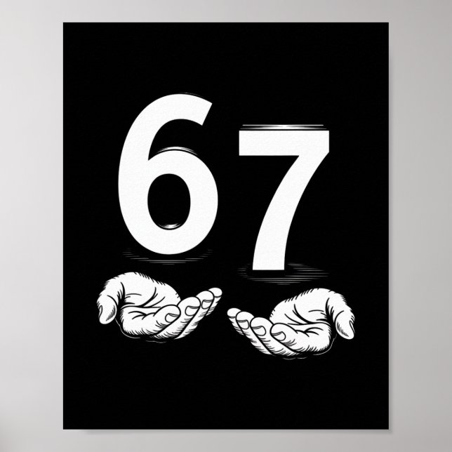 Poster Funny Six Seven 6 7 Meme Gen Alpha Slang 6 7 Hands (Devant)