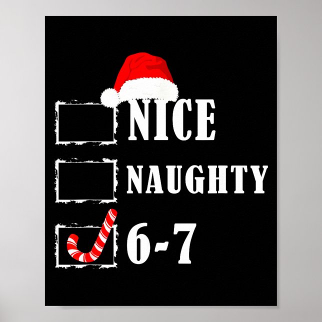 Poster Funny Six Seven 6-7 Meme Nice Naughty 67 Christmas (Devant)