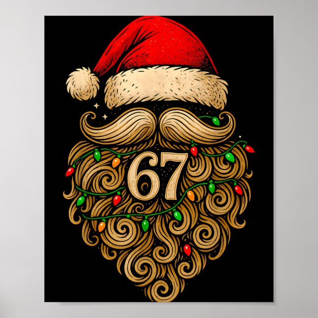 Poster Funny Six Seven 6 7 Meme Santa Beard Christmas Men (Devant)