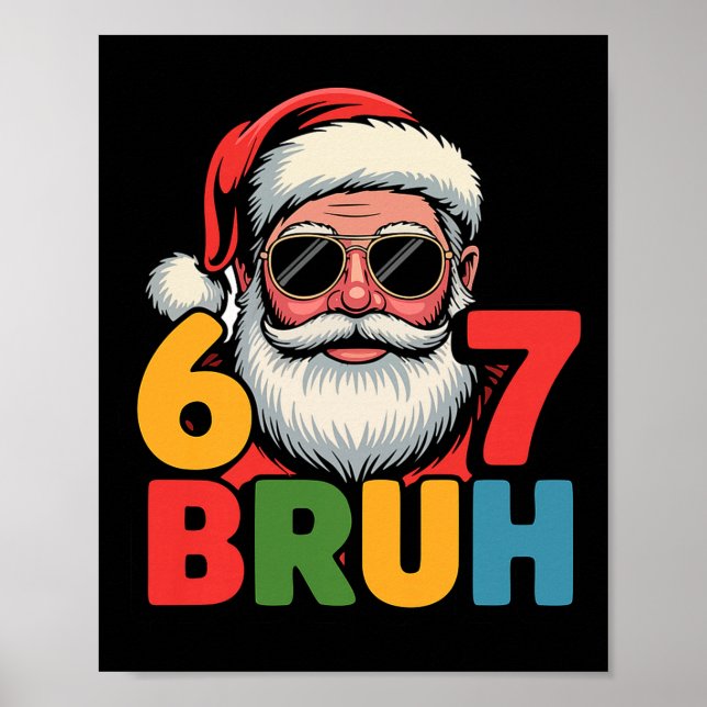 Poster Funny Six Seven 6 7 Meme Santa Christmas Men Boys  (Devant)