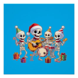 Poster Funny Skeleton Band Christmas & New Year – 3D Cart
