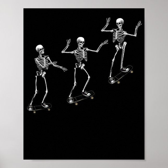 Poster Funny Skeleton Skateboard Shirt (Devant)