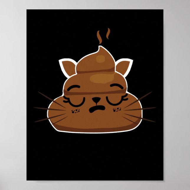 Poster Funny Sleepy Cat Emoji Pajama Poo Emoticon Humour (Devant)