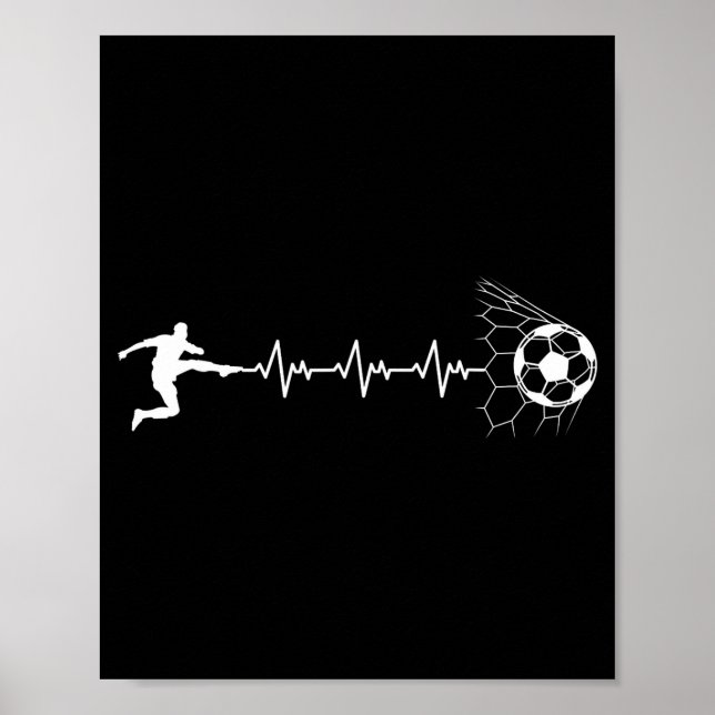 Poster Funny Soccer Player Heart Pulse Graphic Srt Footba (Devant)