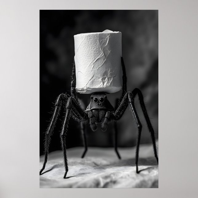 Poster Funny Spider Toilet Paper Roll Bathroom Art Print (Devant)