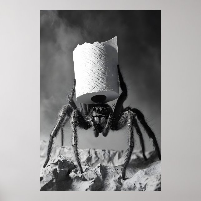 Poster Funny Spider Toilet Paper Roll Bathroom Art Print (Devant)